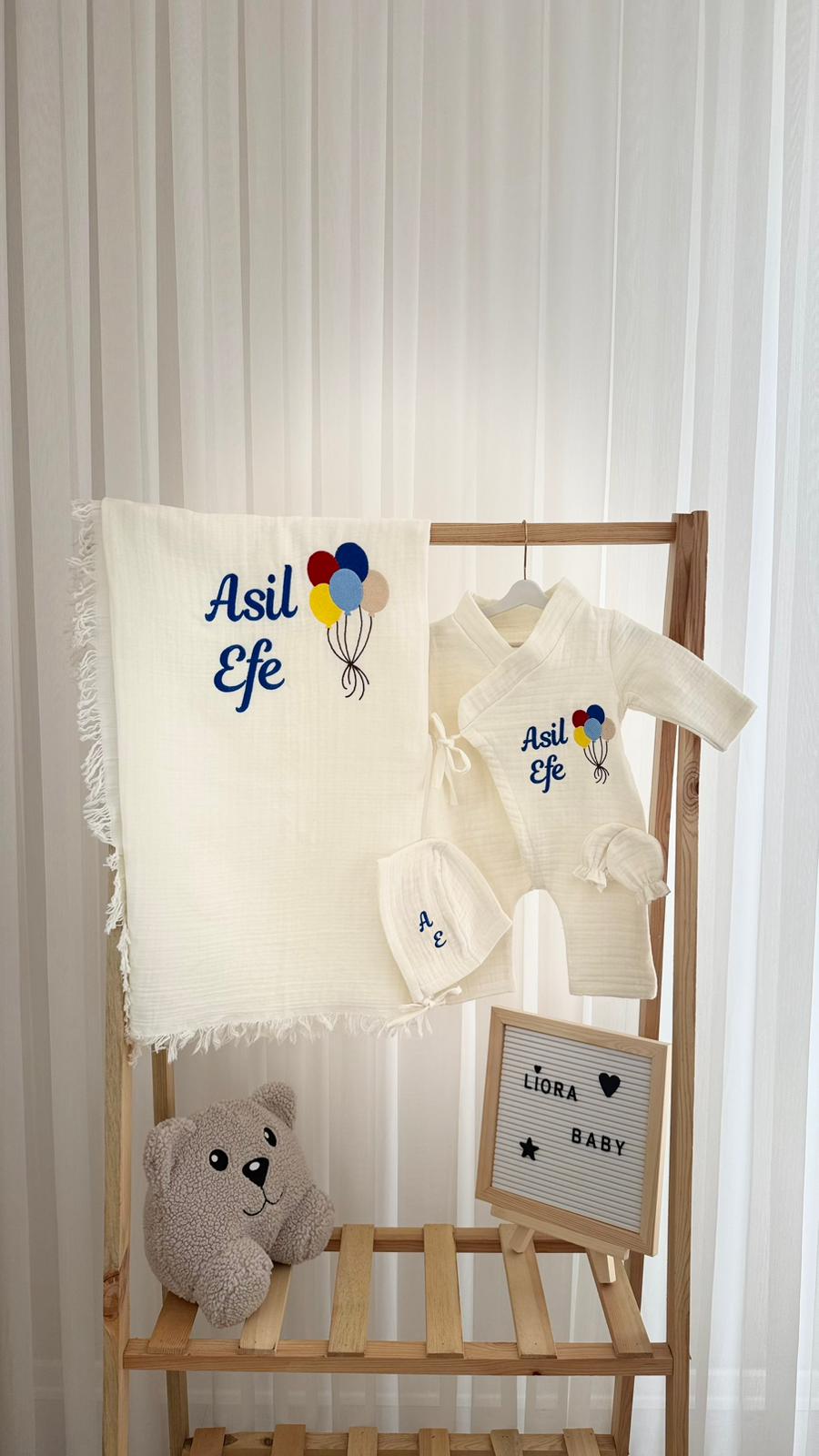 Liora Baby Müslin Bebek Seti Battaniyeli